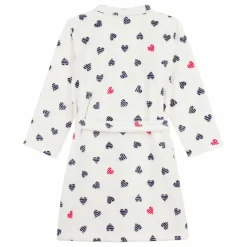 Online Petit Bateau Robe de Chambre Cœurs Rayés | Blanc