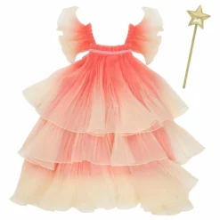 Hot Robe de fée plissée en organza avec sa baguette magique Déguisements