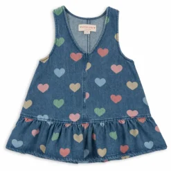 Konges Sløjd Robe en Jean Magot Cœurs Coton Bio ||Enfant Robes, Combinaisons|Robes