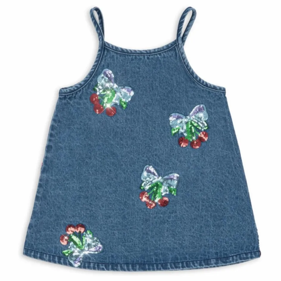 Clearance Konges Sløjd Robe en Jean Sequins Magot Coton Bio | Bleu