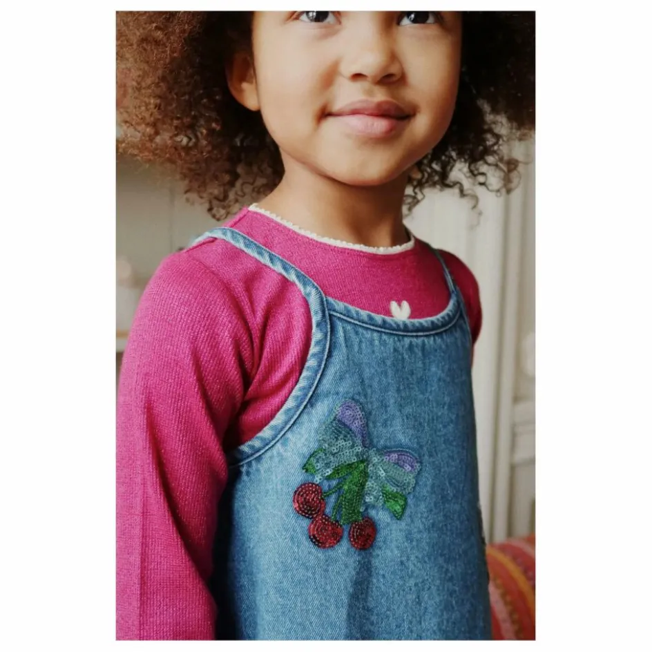 Clearance Konges Sløjd Robe en Jean Sequins Magot Coton Bio | Bleu