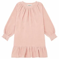 SMALLABLE BASICS Robe Fille Courte à Volants en Velours | Rose poudré