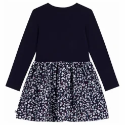 Discount Petit Bateau Robe Fleurie Coton Bio | Bleu marine