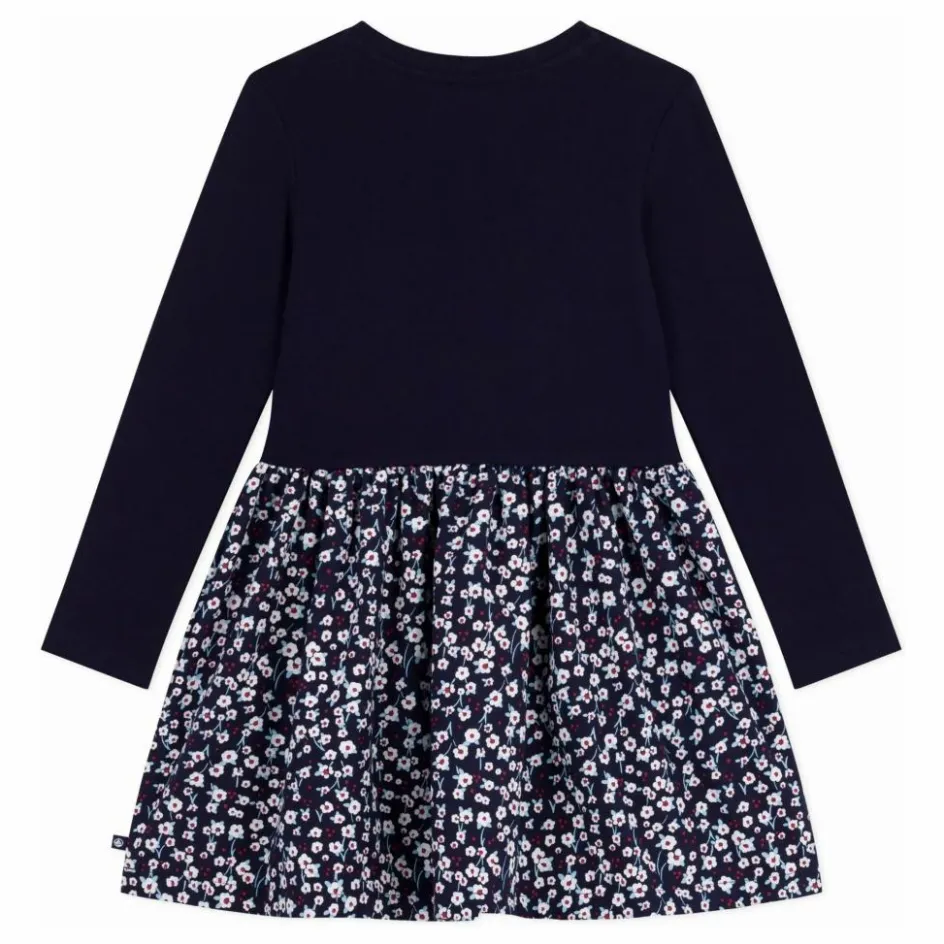 Discount Petit Bateau Robe Fleurie Coton Bio | Bleu marine