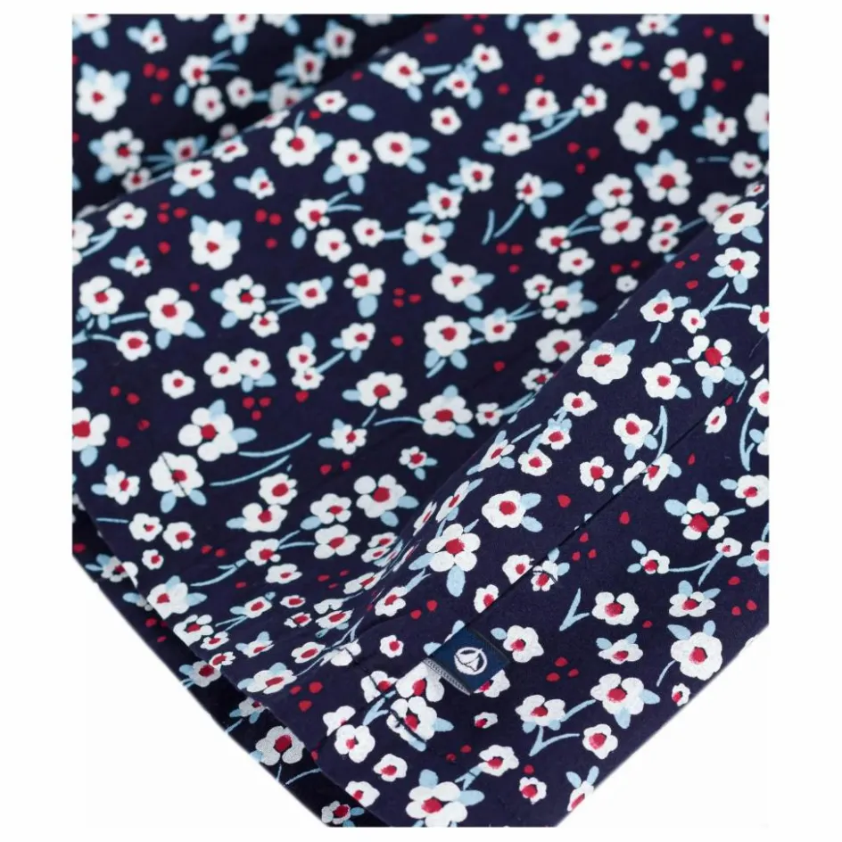 Discount Petit Bateau Robe Fleurie Coton Bio | Bleu marine