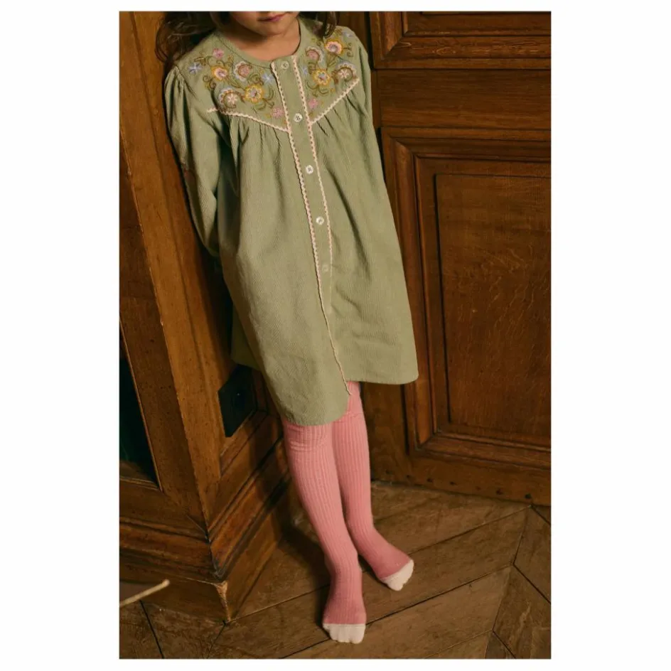 Clearance Louise Misha Robe Floriane Velours Côtelé Fin | Vert amande