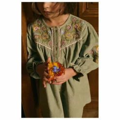 Clearance Louise Misha Robe Floriane Velours Côtelé Fin | Vert amande