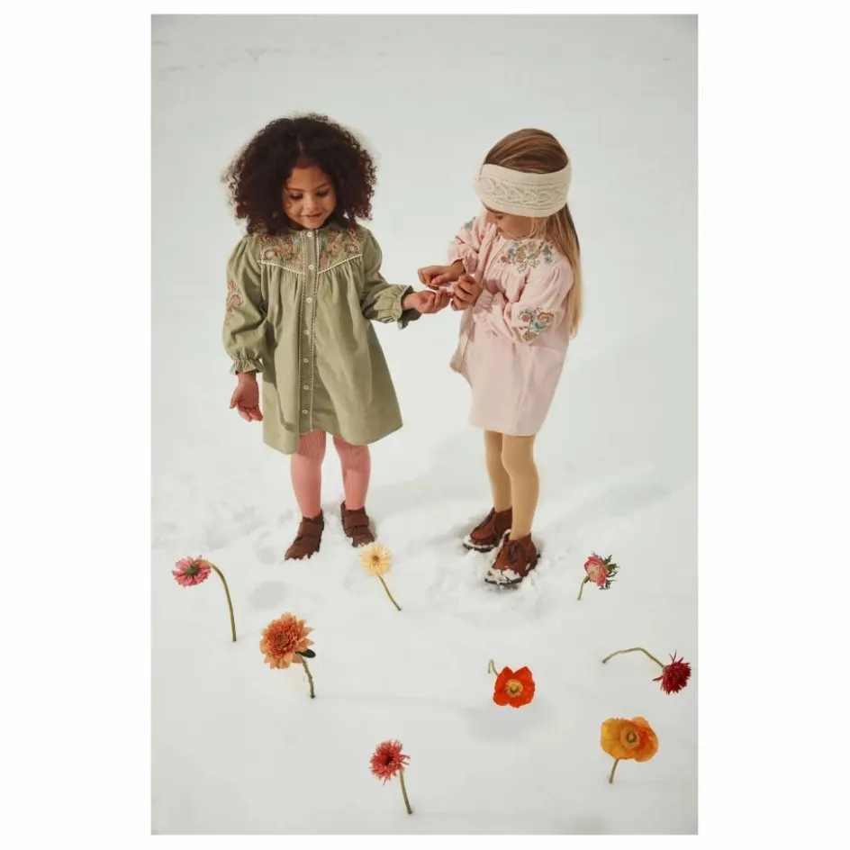 Clearance Louise Misha Robe Floriane Velours Côtelé Fin | Vert amande