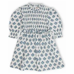 the new society Robe Froncée Fleurs Eleni | Blanc