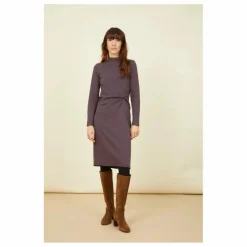 Best SMALLABLE BASICS Robe Longue Nouée Femme Coton Organique | Gris anthracite
