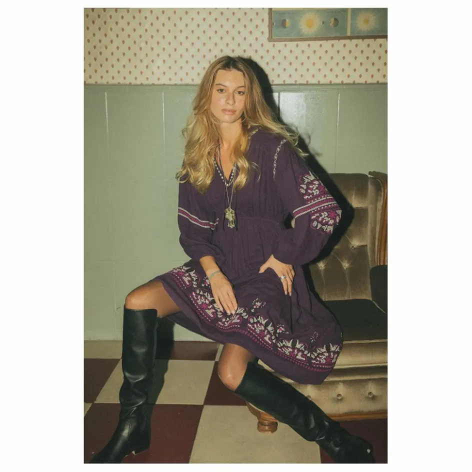 Alma Deia Robe Midi Brodée gaze de coton bio ||Femme Robes, Combinaisons