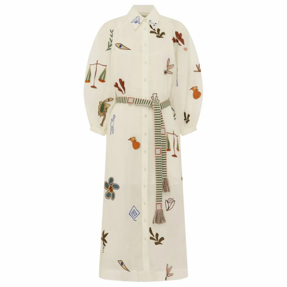 Clearance Alémais Robe Mina Brodée | Blanc