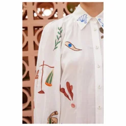 Clearance Alémais Robe Mina Brodée | Blanc