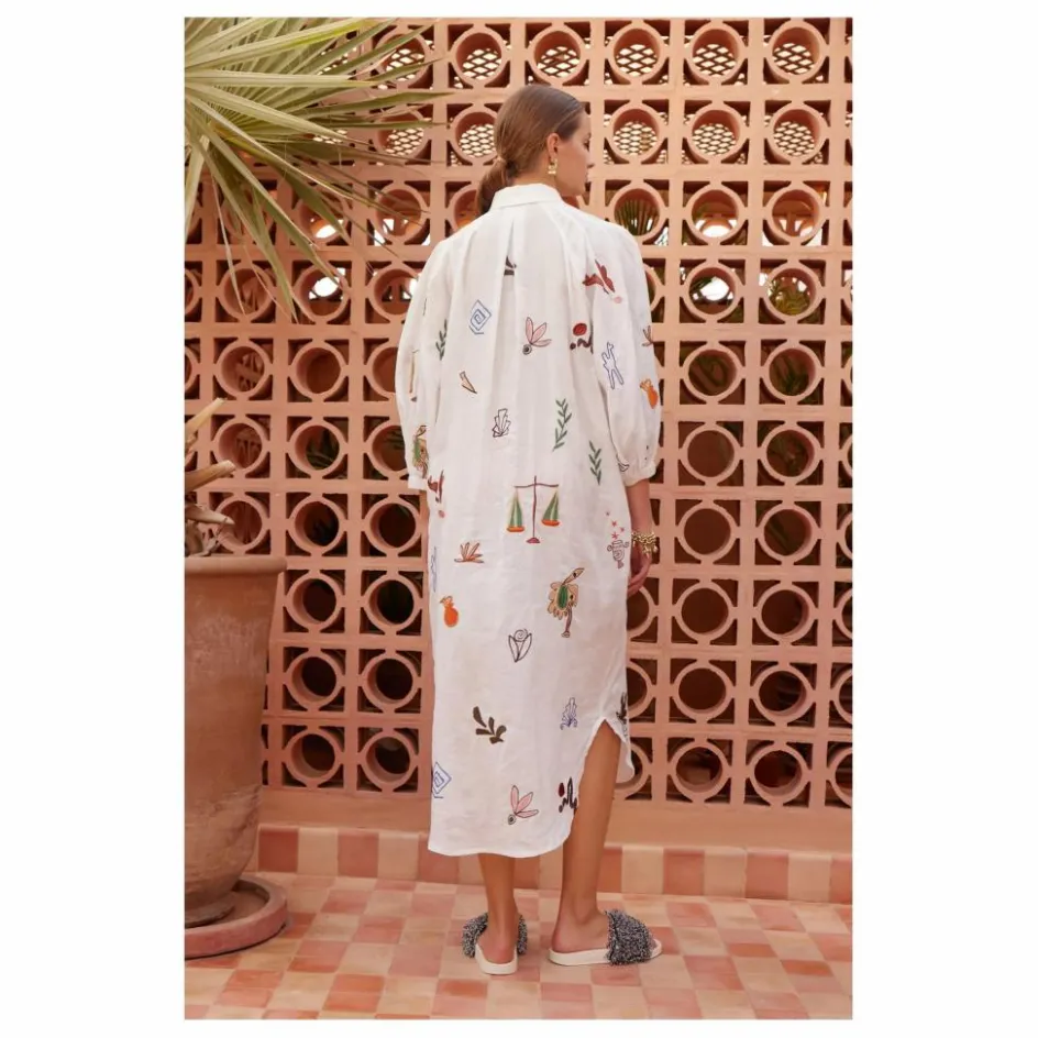 Clearance Alémais Robe Mina Brodée | Blanc