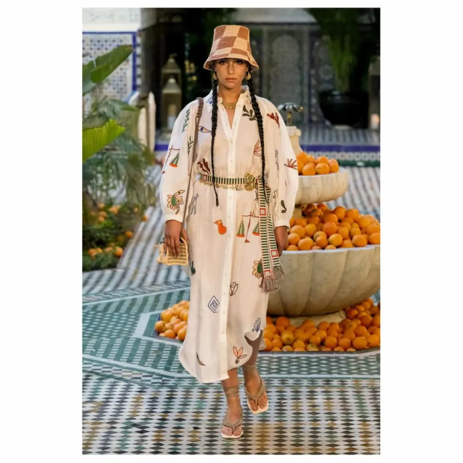 Clearance Alémais Robe Mina Brodée | Blanc