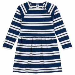 Petit Bateau Robe Rayée Coton Epais | Bleu marine
