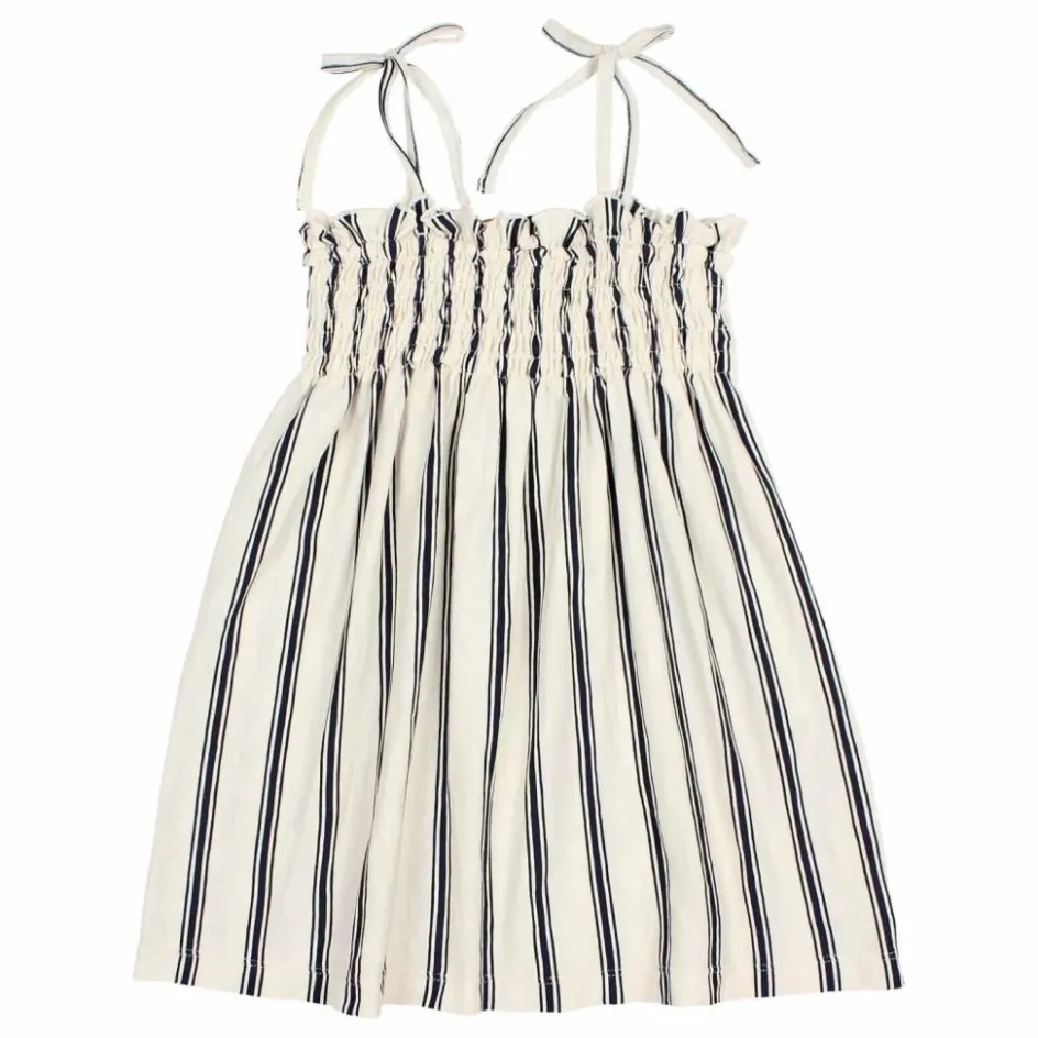 New Búho Robe Rayures Coton Bio | Bleu nuit