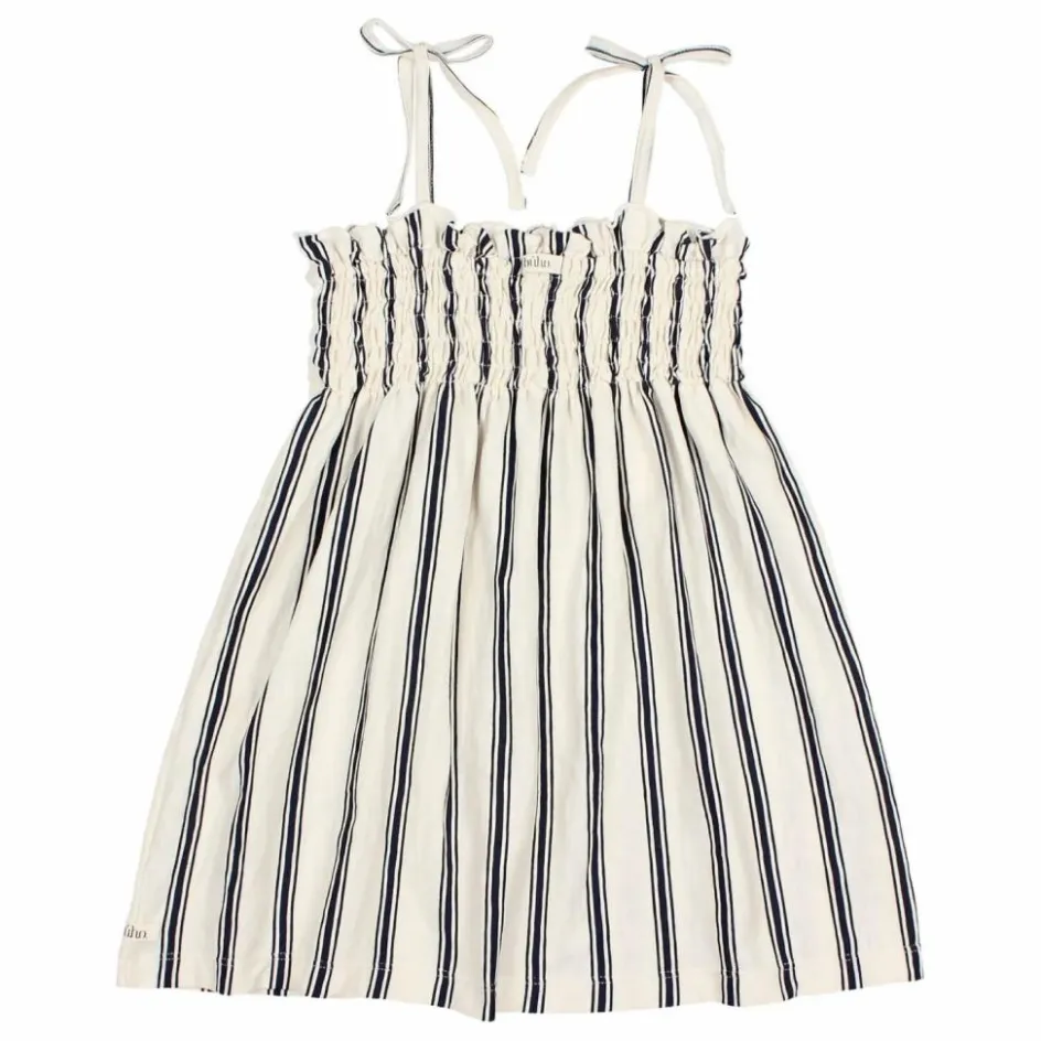 New Búho Robe Rayures Coton Bio | Bleu nuit