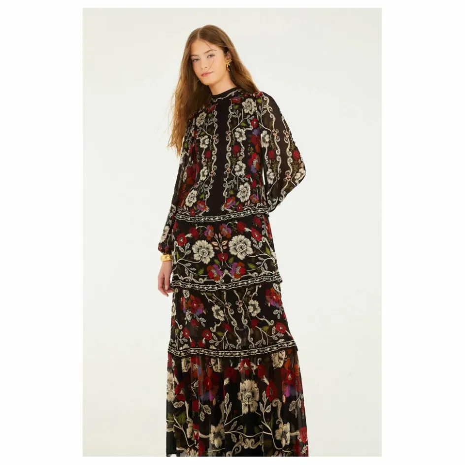Farm Rio Robe Rococo Flowers | Noir