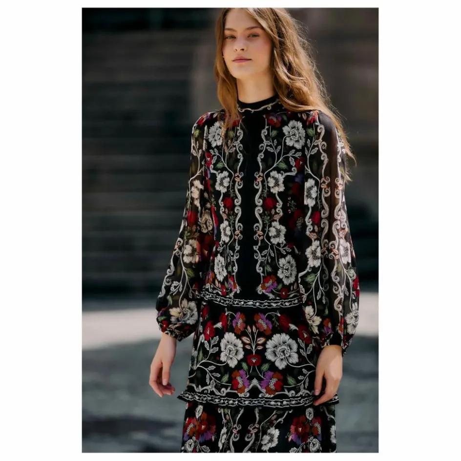 Farm Rio Robe Rococo Flowers | Noir
