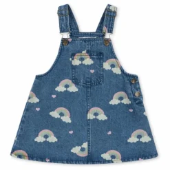 Enfant Konges Sløjd Robes, Combinaisons|Robes*Robe Salopette en Jean Magot Arc en Ciel Coton Bio |