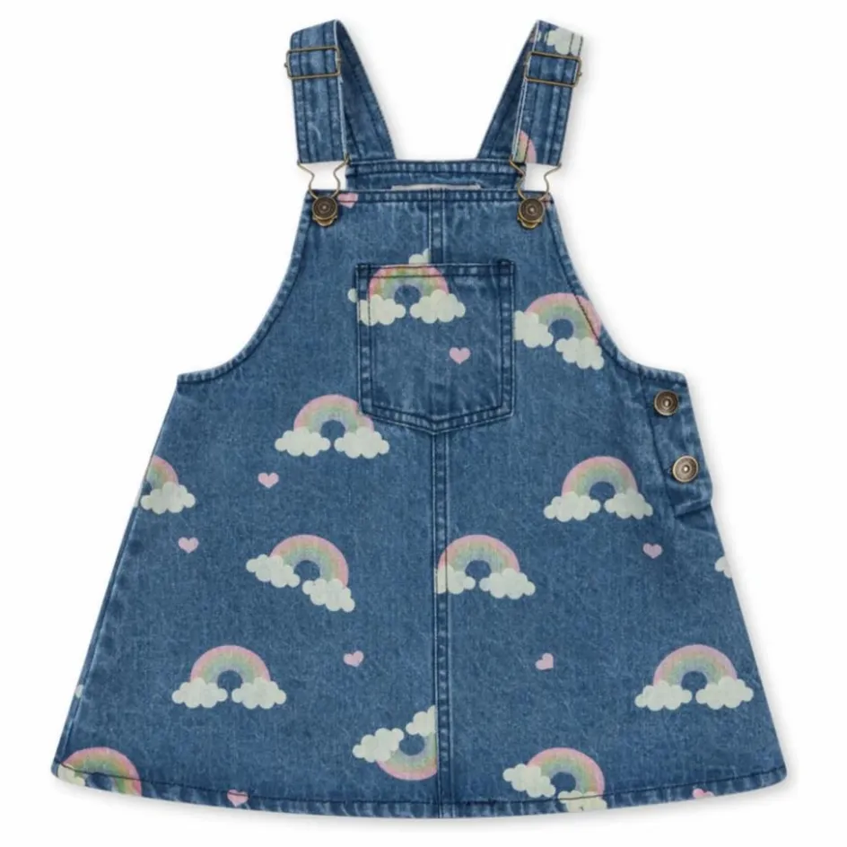 Enfant Konges Sløjd Robes, Combinaisons|Robes*Robe Salopette en Jean Magot Arc en Ciel Coton Bio |