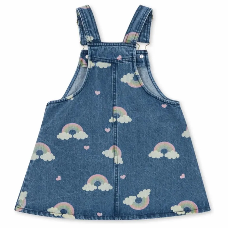 Enfant Konges Sløjd Robes, Combinaisons|Robes*Robe Salopette en Jean Magot Arc en Ciel Coton Bio |