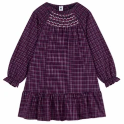Clearance Petit Bateau Robe Volants Carreaux Coton Bio | Bleu marine
