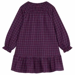 Clearance Petit Bateau Robe Volants Carreaux Coton Bio | Bleu marine