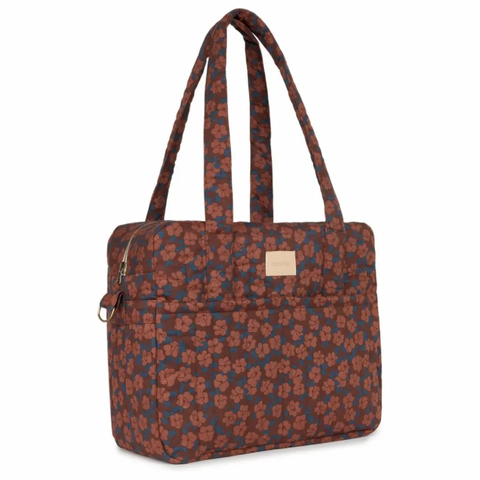 Nobodinoz Sac à langer imperméable Hyde Park Maroon Poppies || Sacs À Langer|Puériculture