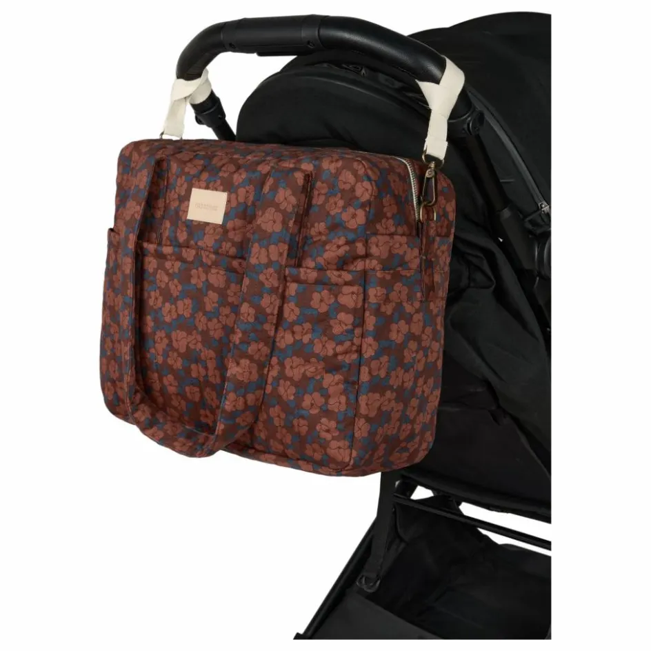 Nobodinoz Sac à langer imperméable Hyde Park Maroon Poppies || Sacs À Langer|Puériculture