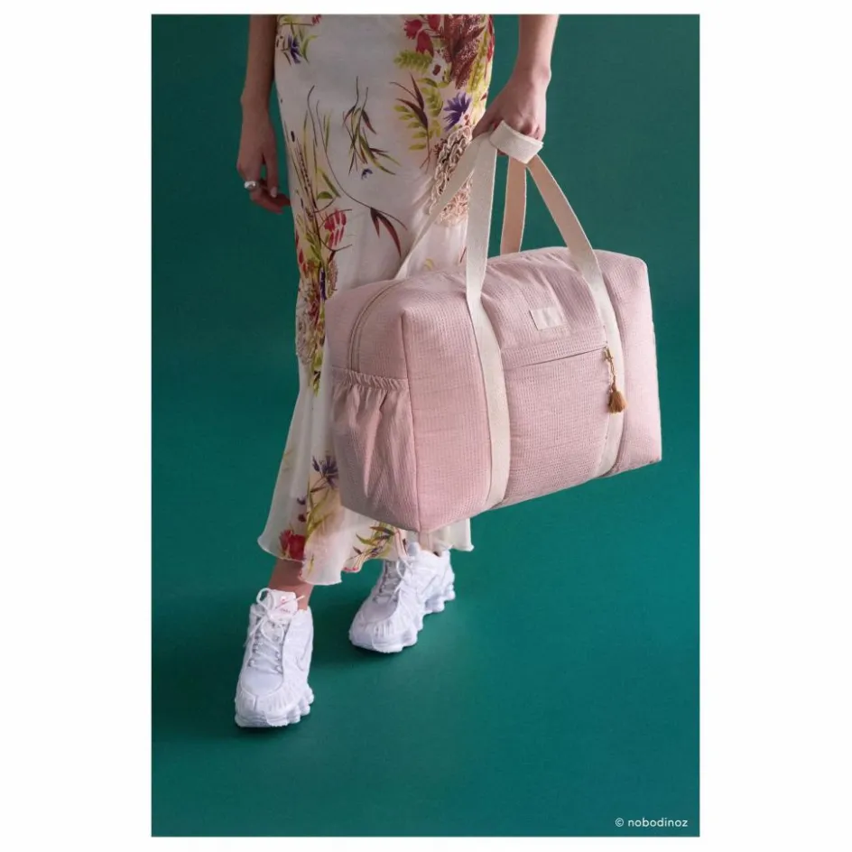 Sale Nobodinoz Sac de maternité imperméable en coton bio Opéra | Rose pâle