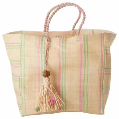 Hot Rice Sac shopping en raphia | Rose