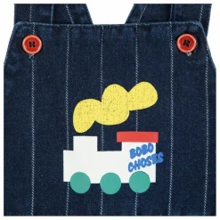 Bobo Choses Salopette en Jean Train Coton Bio | Bleu nuit
