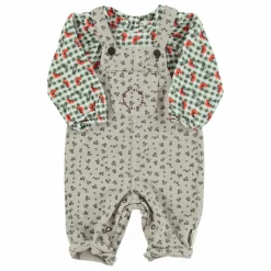 Discount Piupiuchick Salopette Fleurie Bébé | Gris clair