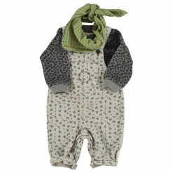 Discount Piupiuchick Salopette Fleurie Bébé | Gris clair