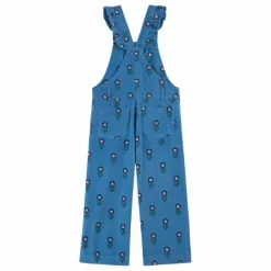 Emile et Ida Salopette Fleurie Velours Côtelé | Bleu