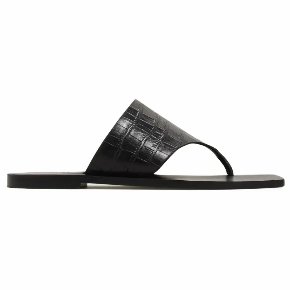New A. Emery Sandales Paton Embossées Crocodile | Noir