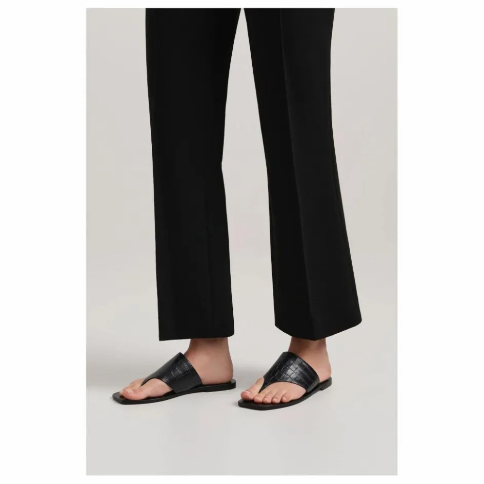 New A. Emery Sandales Paton Embossées Crocodile | Noir