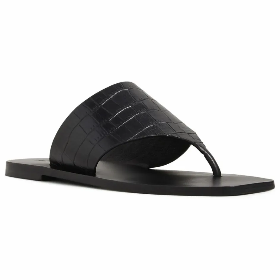 New A. Emery Sandales Paton Embossées Crocodile | Noir