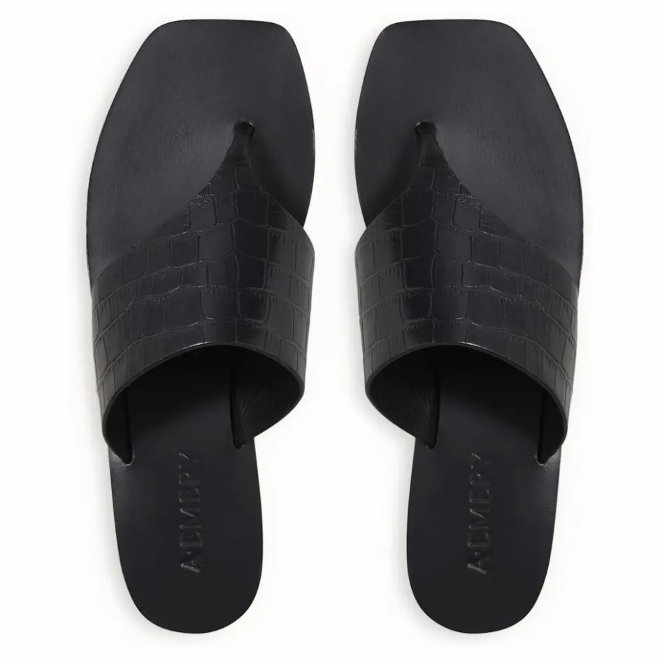 New A. Emery Sandales Paton Embossées Crocodile | Noir