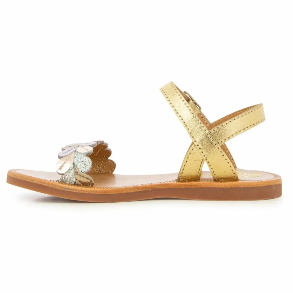 Clearance Pom d'Api Sandales Plagette Ferns | Doré