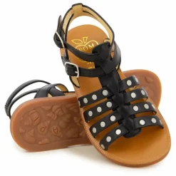 Discount Pom d'Api Sandales Plagette Stud | Noir mat
