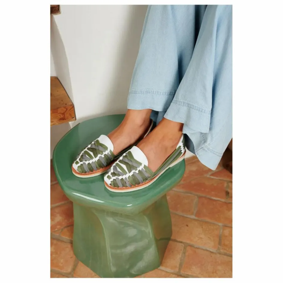 Sale Mapache Sandales Rita Blanc | Vert kaki