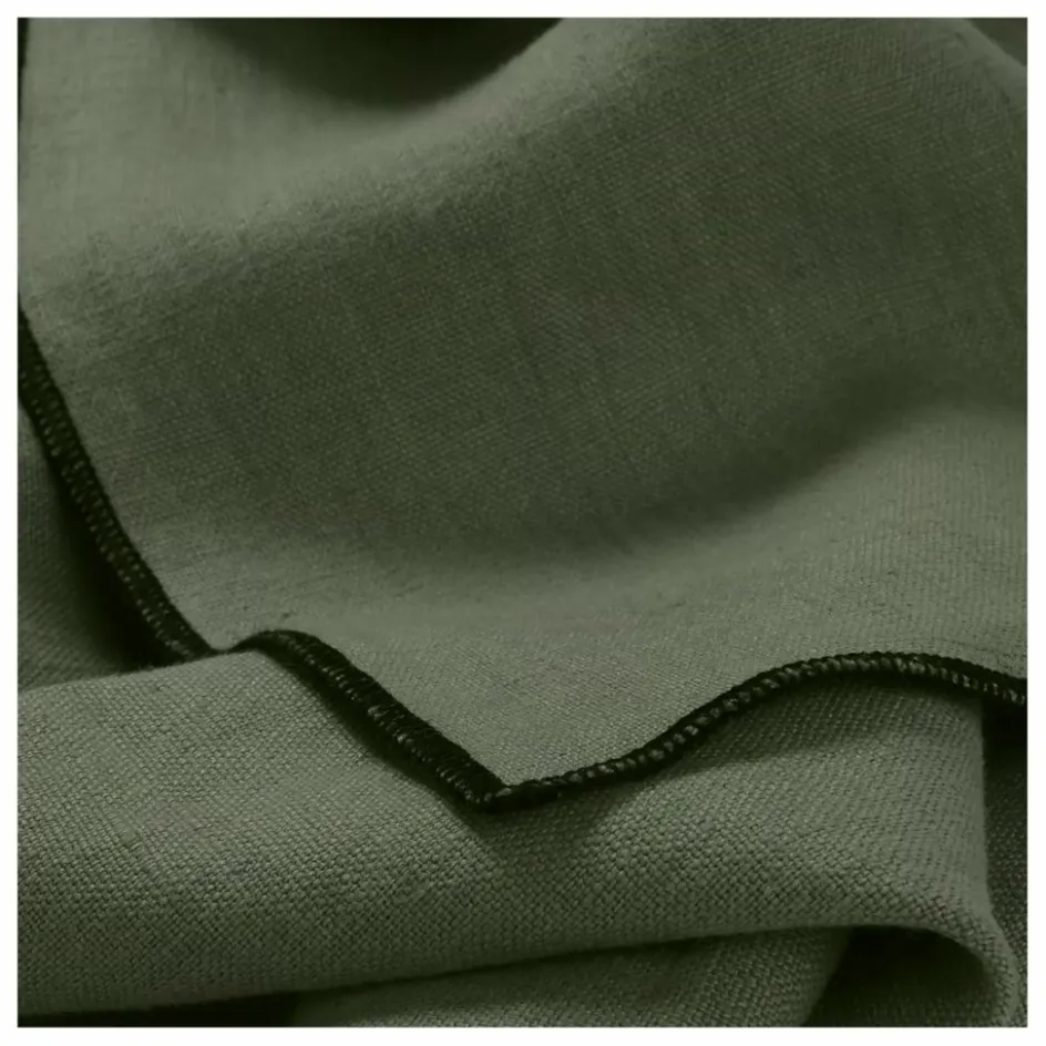 Online Communauté de biens Serviette de table en lin lavé-surfilée - Set de 4 | Vert kaki