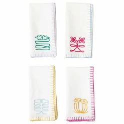 Tarta Gelatina Serviettes de table brodées - Set de 4| Linge De Table|Art De La Table