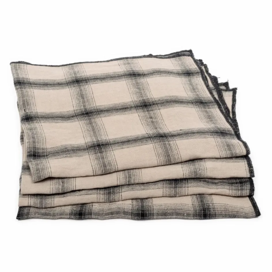 Le Monde Sauvage Linge De Table|Art De La Table*Serviettes de table Highlands en lin lavé - Set de 4 |