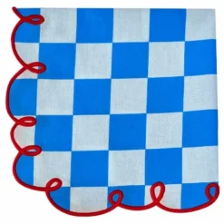 Bitossi Serviettes de table vichy Dama Azzurro - Set de 2 || Linge De Table|Art De La Table