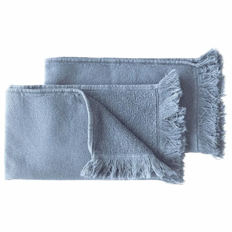 Online La cerise sur le gâteau Serviettes d'invité en coton bio Luna - Set de 2 | Bleu ciel