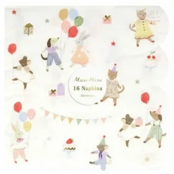 Enfant Meri Meri Décoration De Fête*Serviettes en papier d'anniversaire Animal Friends - Set de 16